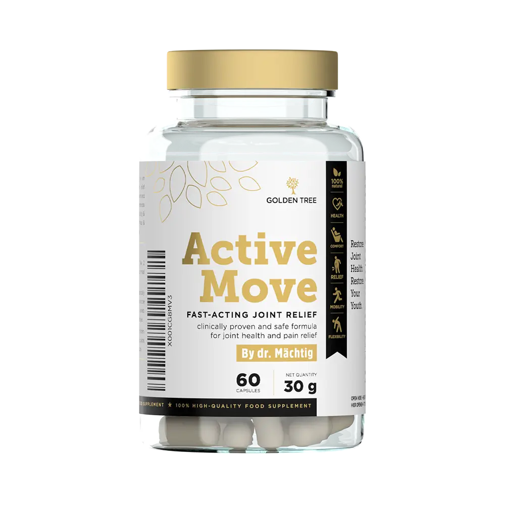 Active Move Review 2026 supplement packaging displaying natural joint health and flexible mobility support values.